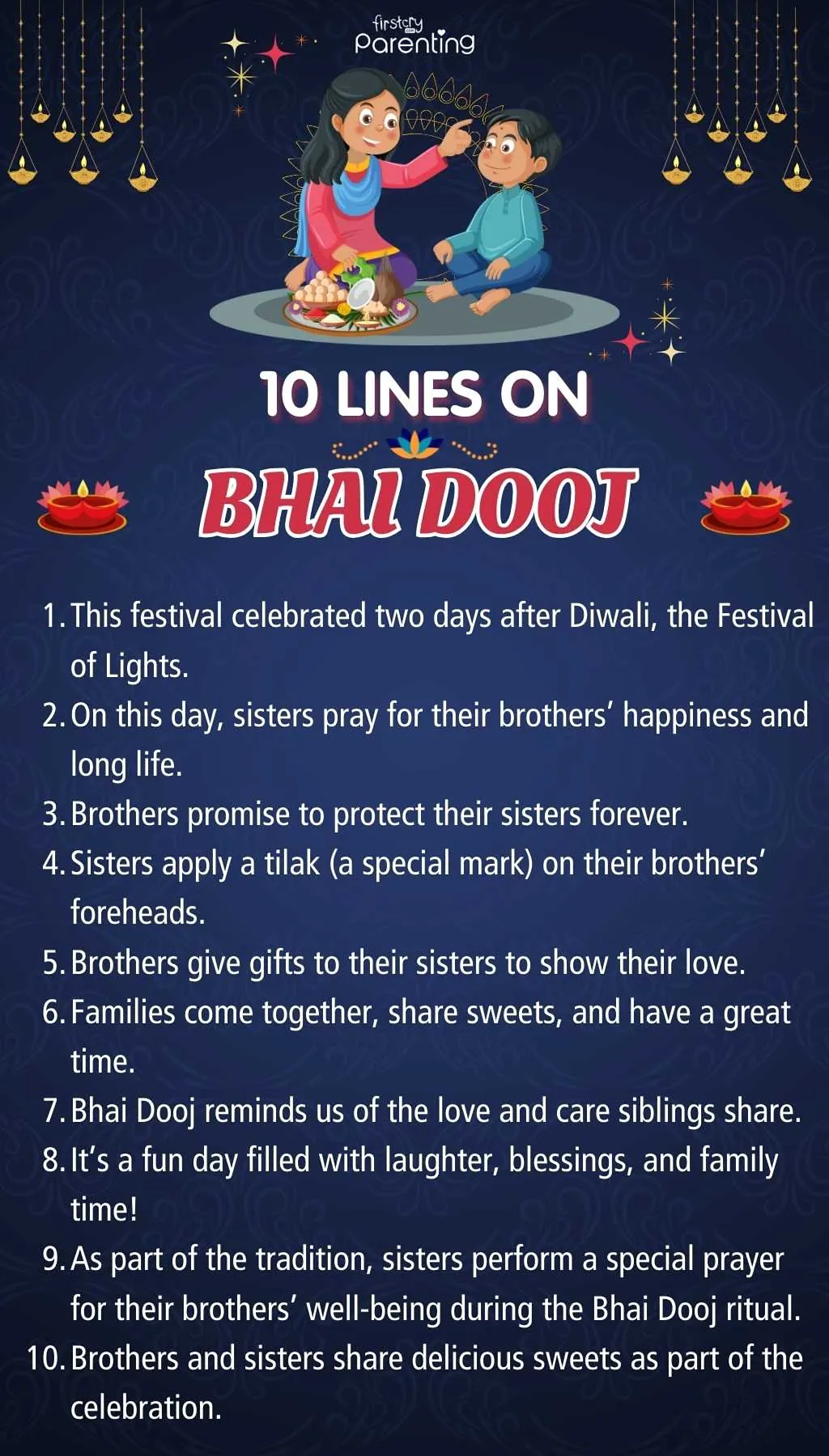 10 Lines on Bhai Dooj - Infographic