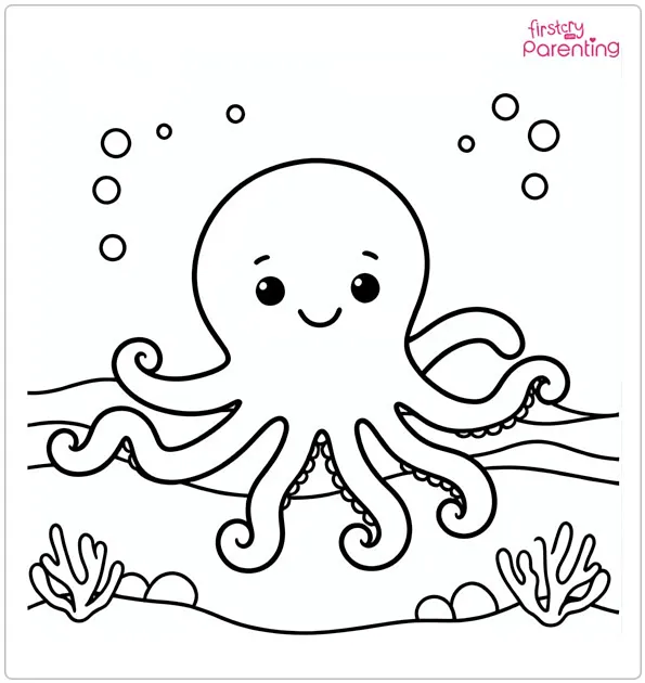 Cartoon Octopus Coloring Page