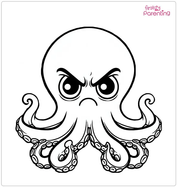 Angry Octopus Coloring Page