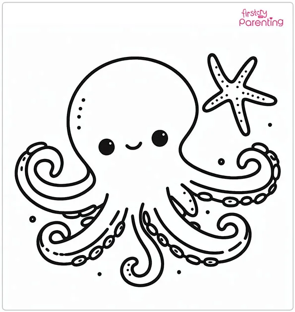 Octopus and Starfish Coloring Page
