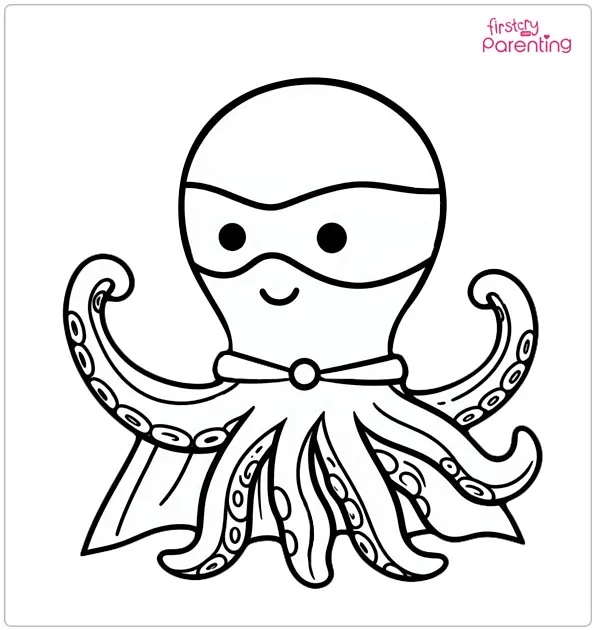 Superhero Octopus Coloring Page