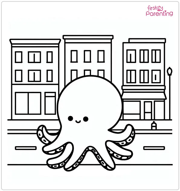 Walking Octopus Coloring Page