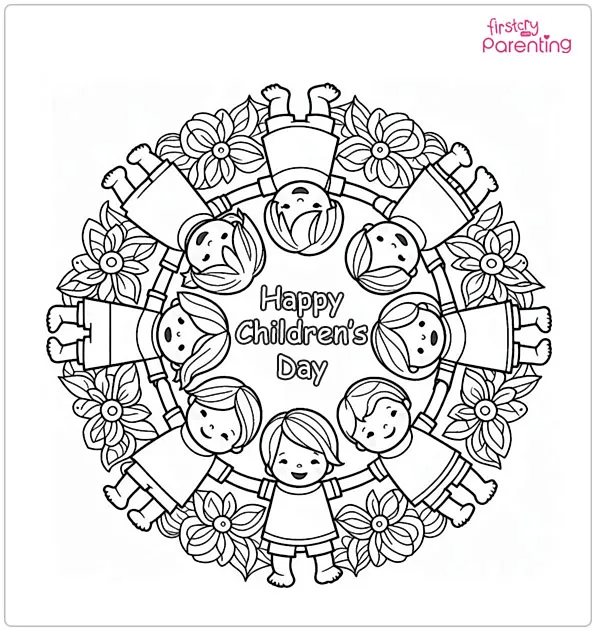 Children’s Day Mandala Coloring Page