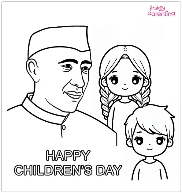 Jawaharlal Nehru Playing With Kids Coloring Pag