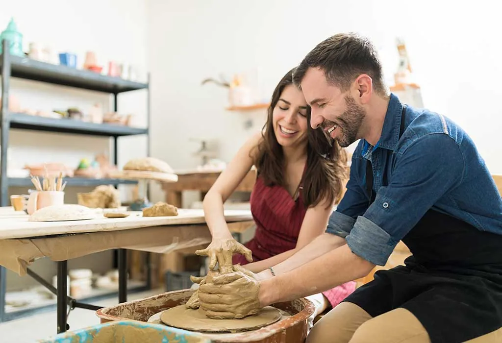 Couple at pottery class
