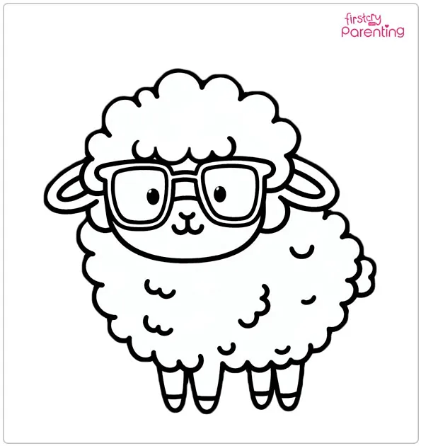 Sheep with Glasses Coloring Page