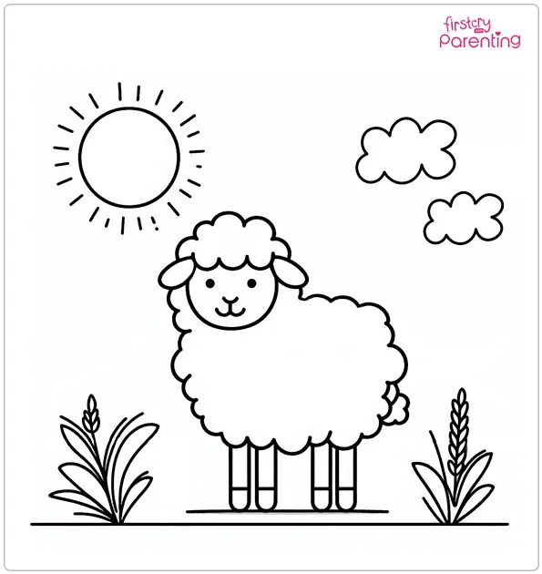 Sheep in the Sun Coloring Page