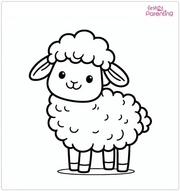 Smiling Sheep Coloring Page