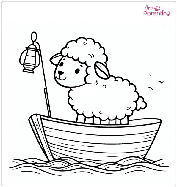 Sheep in a Boat Coloring Page