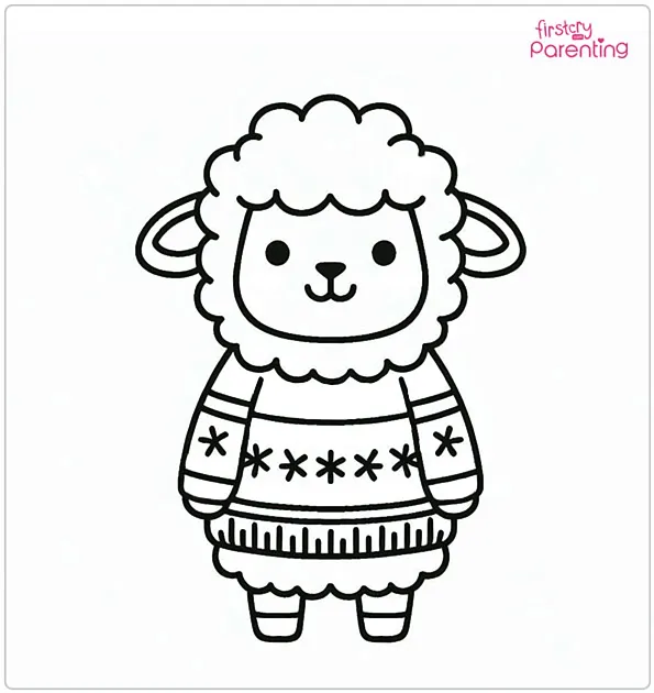 Sheep in a Sweater Coloring Page
