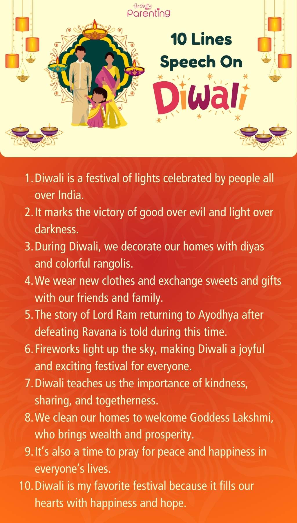 10 Lines Speech On Diwali for Kids