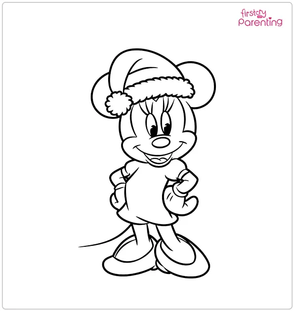 Minnie Mouse Christmas Colouring Page