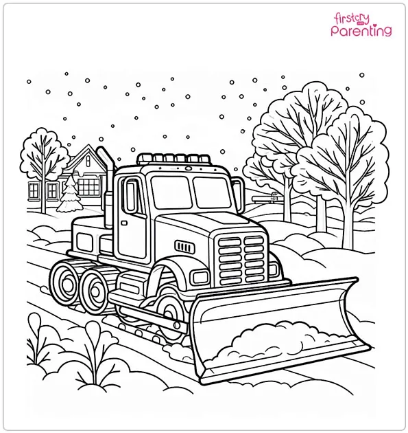 Snow Plow In Winter Coloring Page