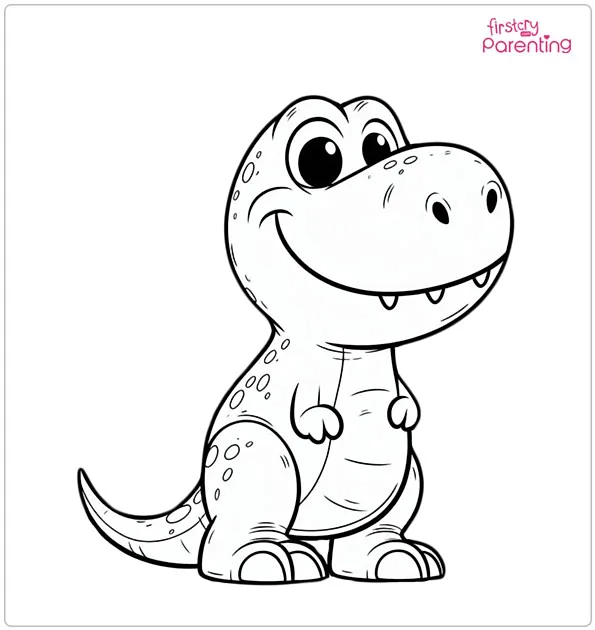 Smiling T-Rex Coloring Page