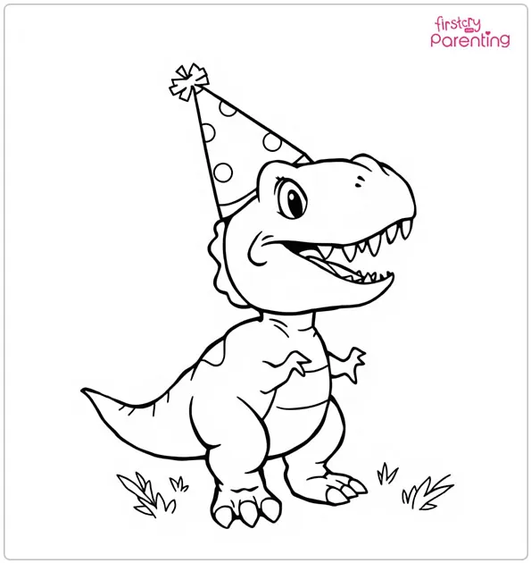 A T-Rex Birthday Coloring Page