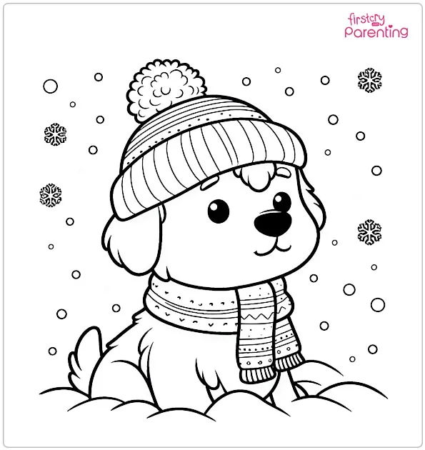 Winter Dog Coloring Page