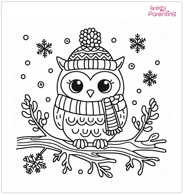 Winter Owl Coloring Page