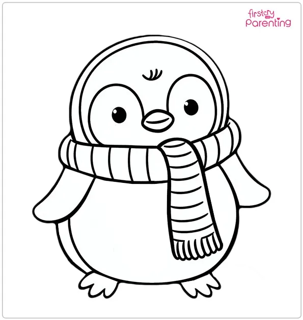 Winter Penguin Coloring Page