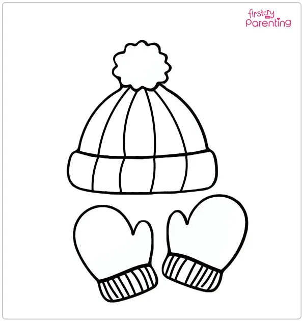 Winter Hat and Mittens Coloring Page