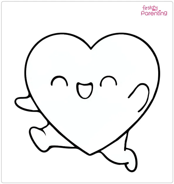 Cute Heart Jumping Coloring Page