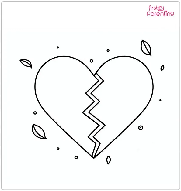 Broken Heart Coloring Page