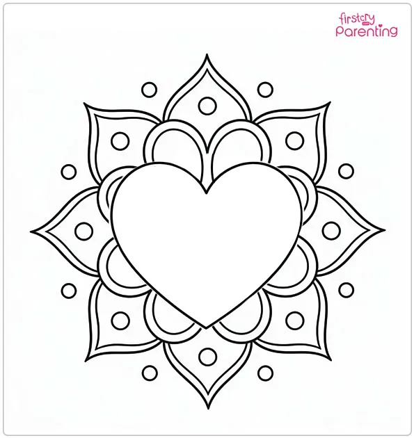 Heart Mandala Coloring Page