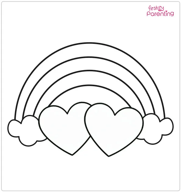 Rainbow Heart Coloring Page