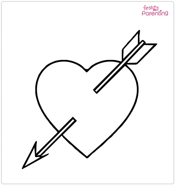 Heart with Arrow Coloring Page