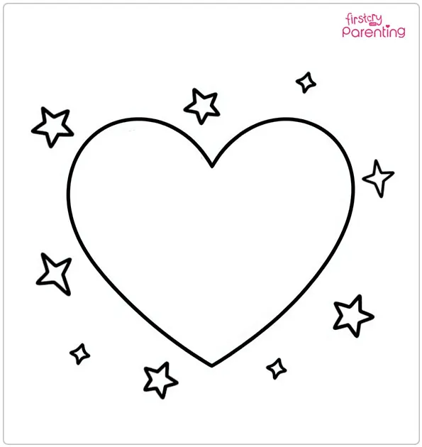 Heart With Stars Coloring Page