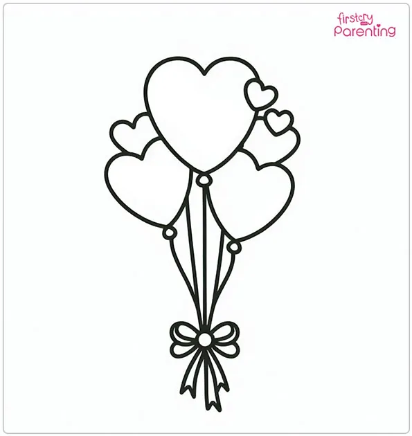 Heart Balloon Coloring Page