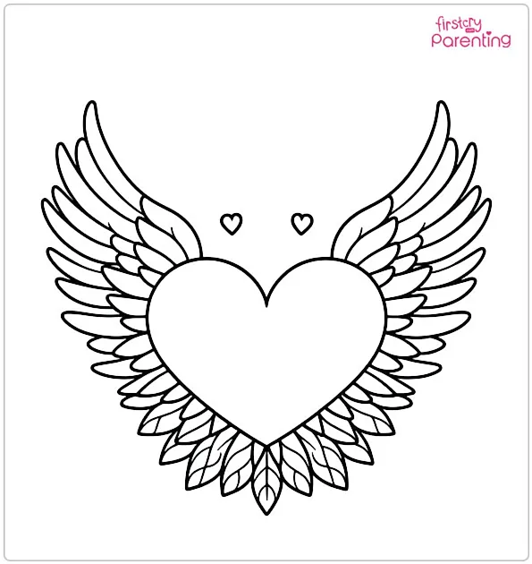 Heart with Wings Coloring Page