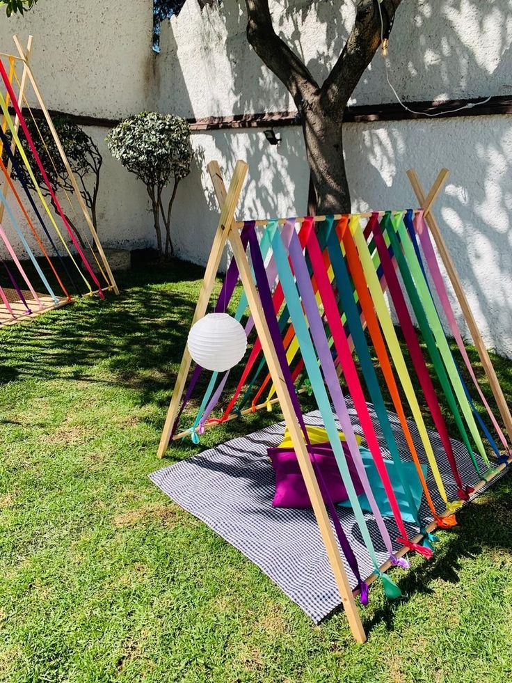 Colourful teepee fort