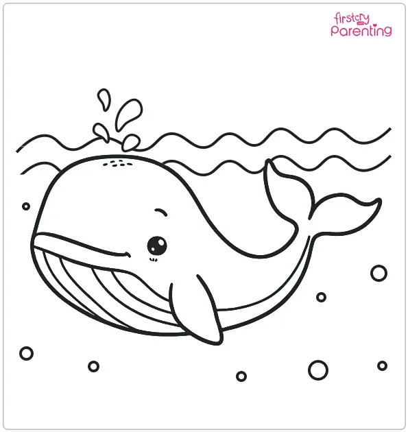 Swimming Whale Coloring Page