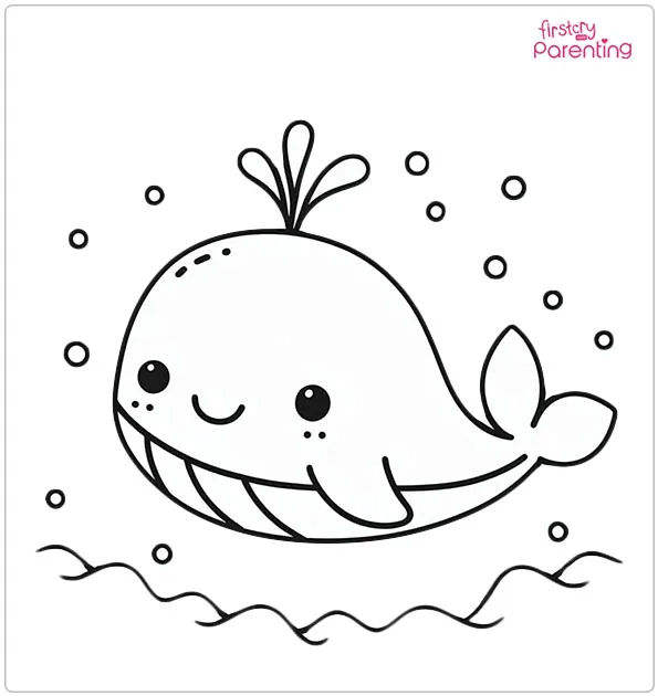 Cute Whale Coloring Page