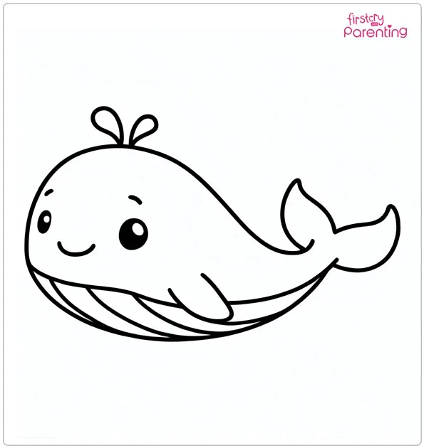 Kawaii Whale Coloring Page