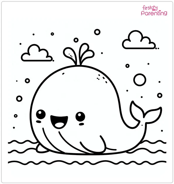 Smiling Whale Coloring Page
