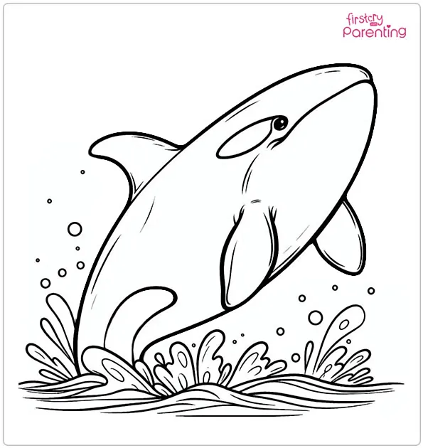 Whale Jumping Out of Water Coloring Page