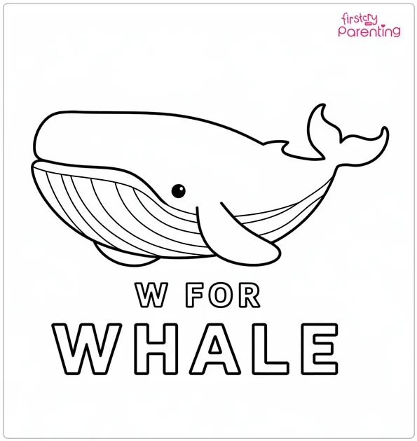 W for Whale Coloring Page