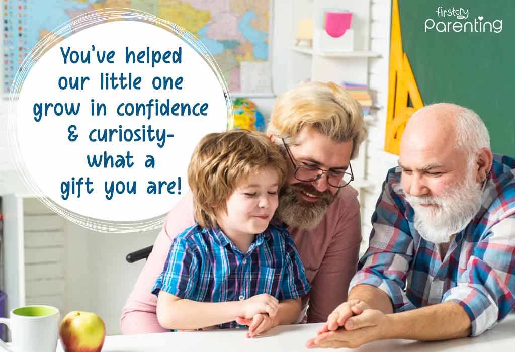 Thank You Notes or Messages for Preschool Teachers From Grandparents