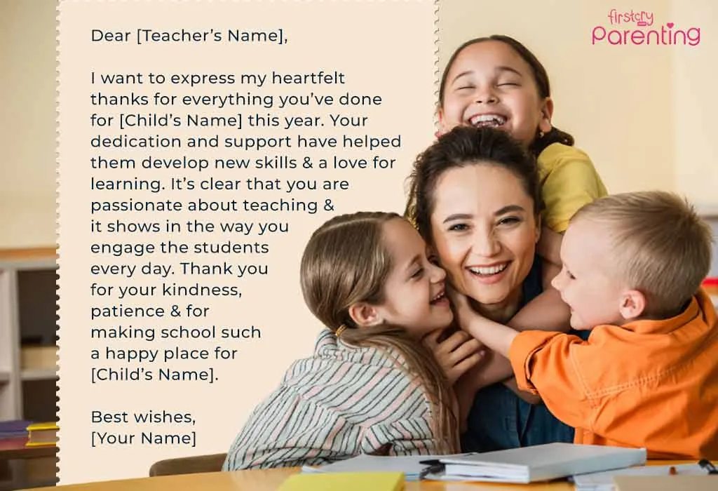 Thank You Letters to Preschool Teachers