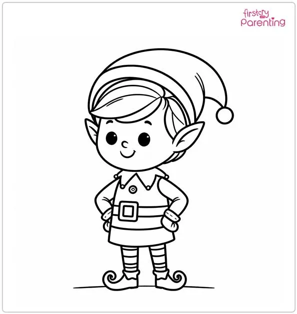 Christmas Elf Colouring Page