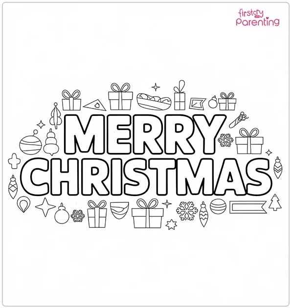 Merry Christmas Text Colouring Page