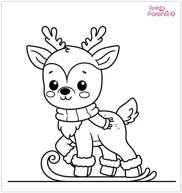 Santa’s Reindeer Colouring Page