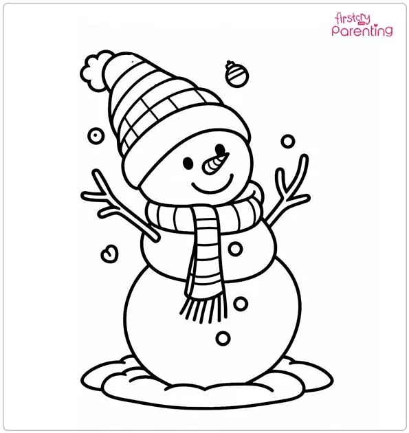 Snowman Christmas Colouring Page