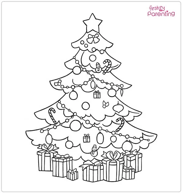 Big Christmas Tree Colouring Page