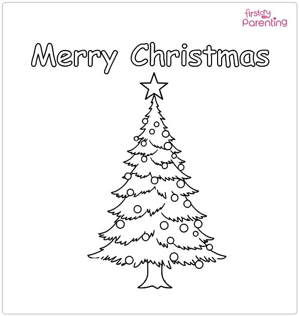 Merry Christmas Tree Coloring Page
