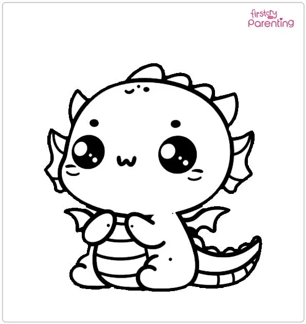 Kawaii Dragon Colouring Page