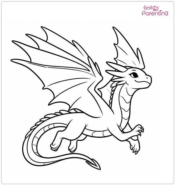 Flying Dragon Colouring Page