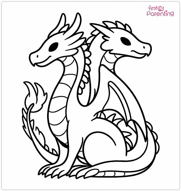 Two-Headed Dragon Colouring Page
