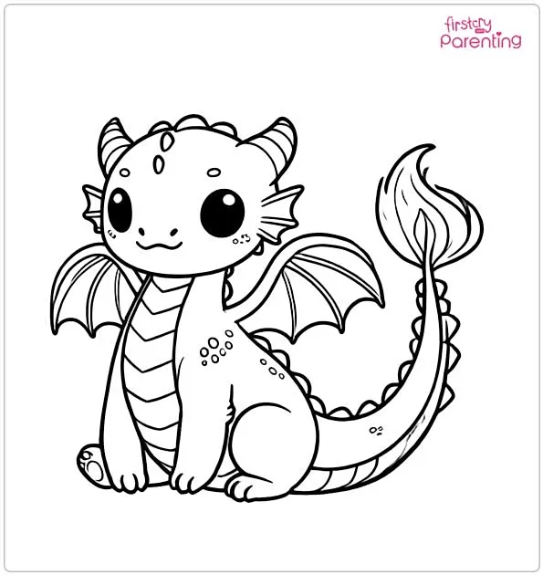 Baby Dragon Colouring Page
